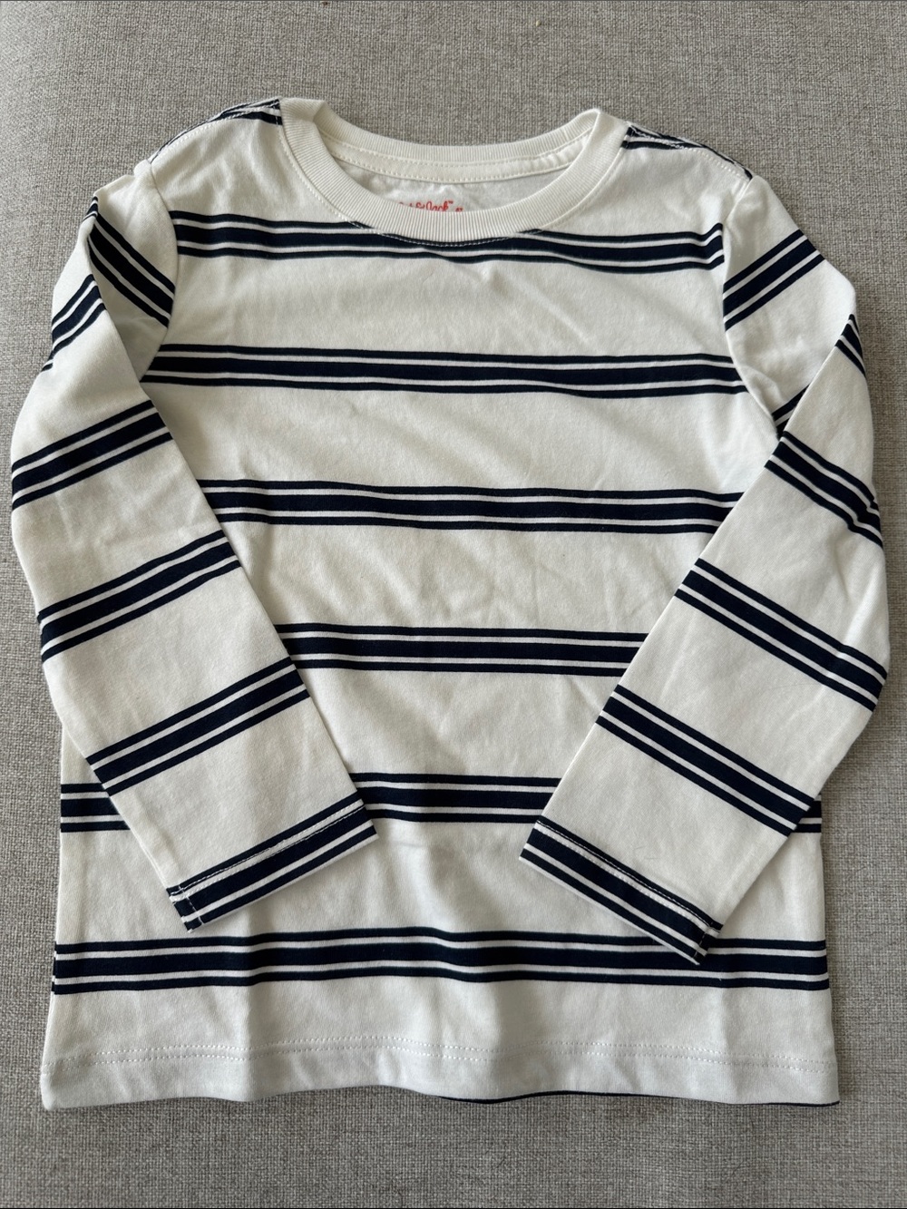 Cat & Jack White Long-Sleeve Tee with Navy Stripes